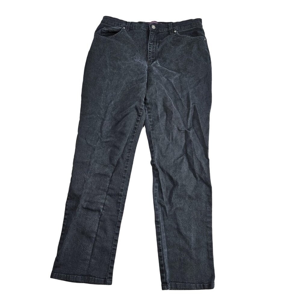 Gloria Vanderbilt Amanda Tapered Jeans Womens 14 Avg Charcoal Stretch‎ Denim